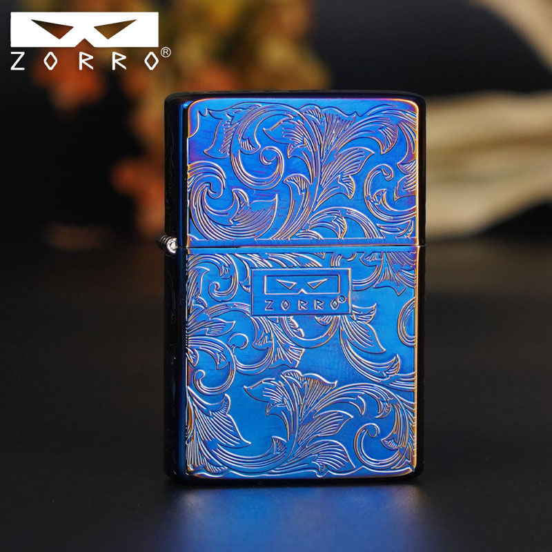 ZORRO佐罗防风煤油打火机限量熏蓝唐草男士创意节日礼物送男友