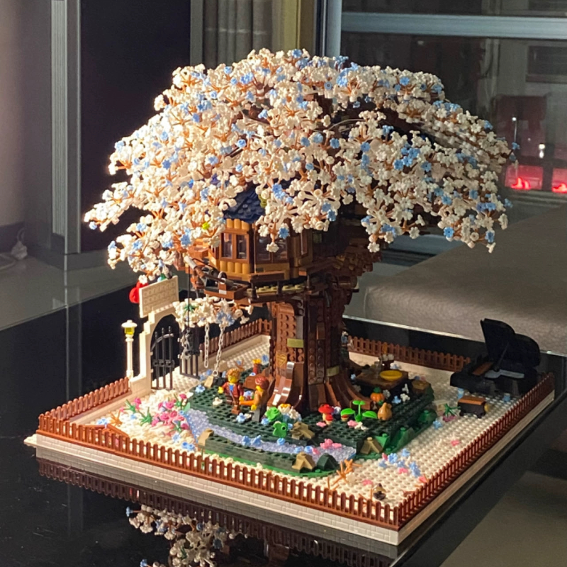 樱花树屋积木七夕女孩系列积木高难度巨大型益智拼装玩具生日礼物