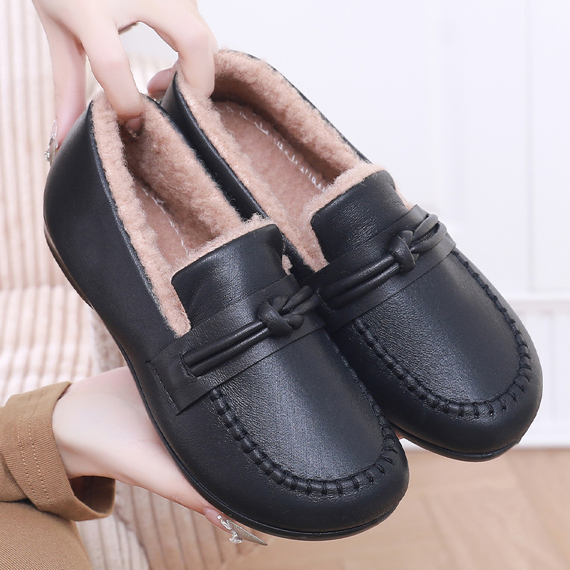 意迪森【反季清】冬季休闲加绒保暖厚加厚舒适妈妈鞋防水雪地靴