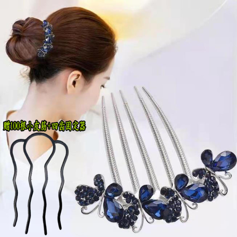 诗泊雅发梳蝴蝶发卡后脑勺盘发插梳簪子气质头花发夹古风发簪头饰