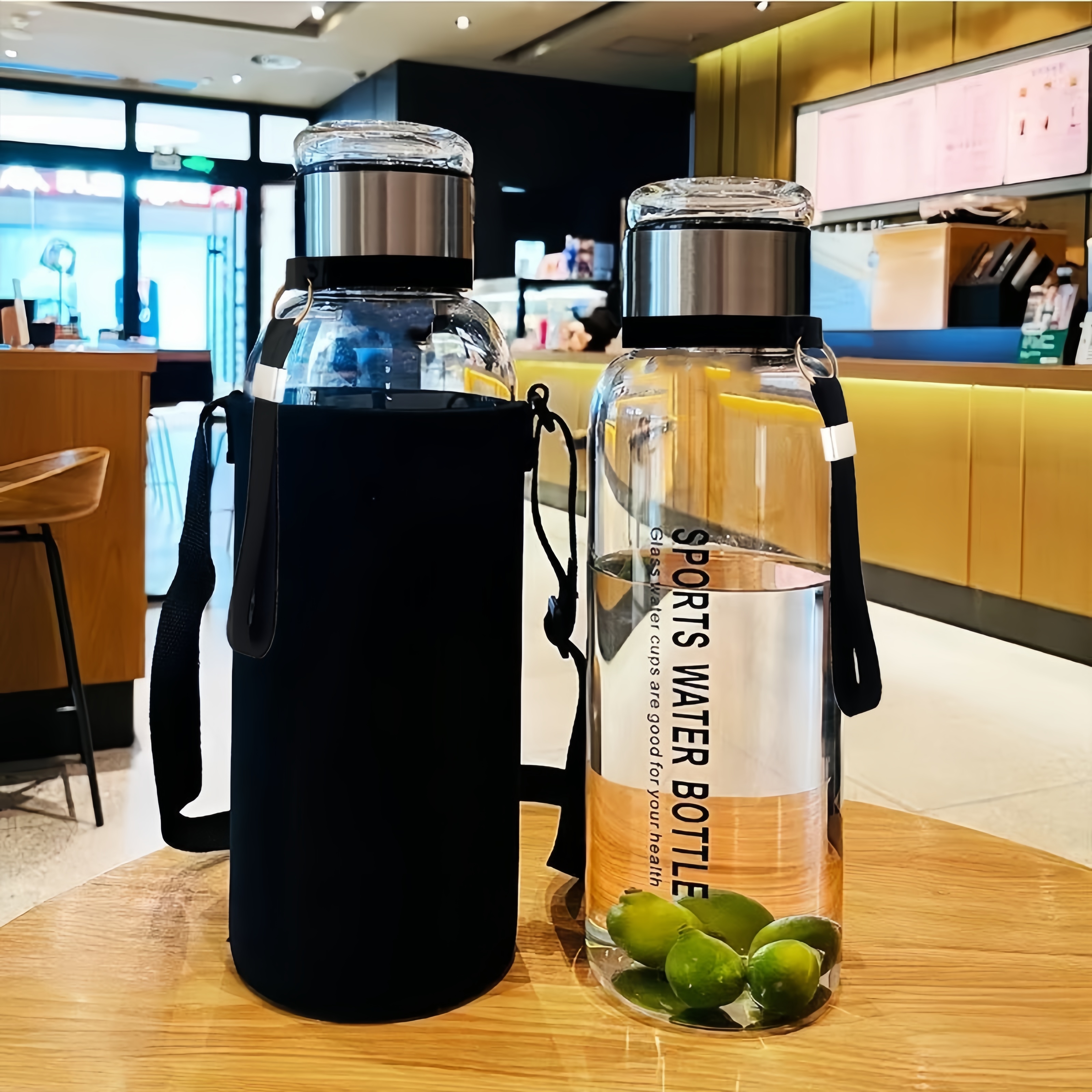 【送杯套】大容量墩墩桶赠杯套玻璃杯茶水分离杯便携网红高颜值