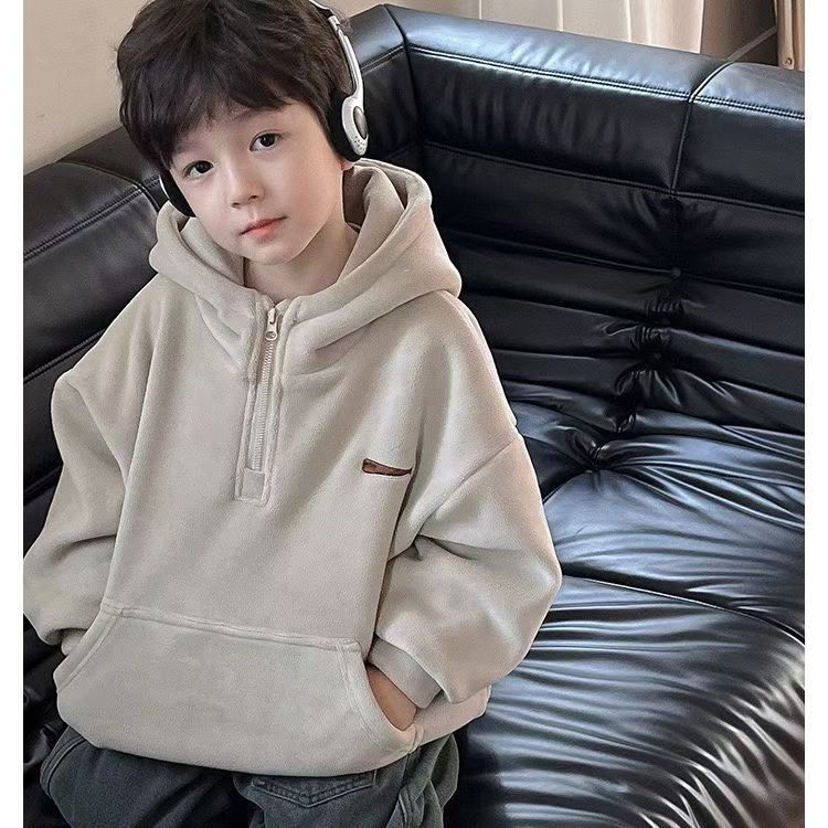 童装男童冬季奥粒绒卫衣2024新款中大童半拉链立领休闲洋气上衣冬
