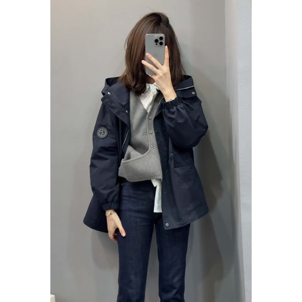 冲锋衣外套女加棉加厚秋冬装新款2025风衣收腰显瘦小个子棉服上衣