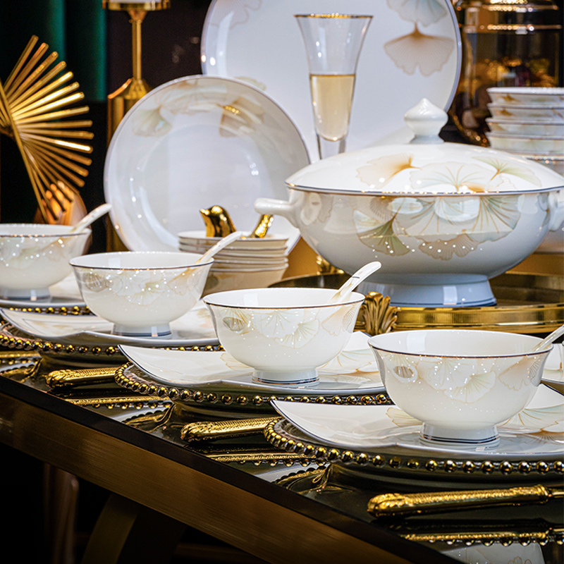 2025新款碗筷餐具全套家用乔迁送礼景德镇陶瓷碗盘套装轻奢高级感