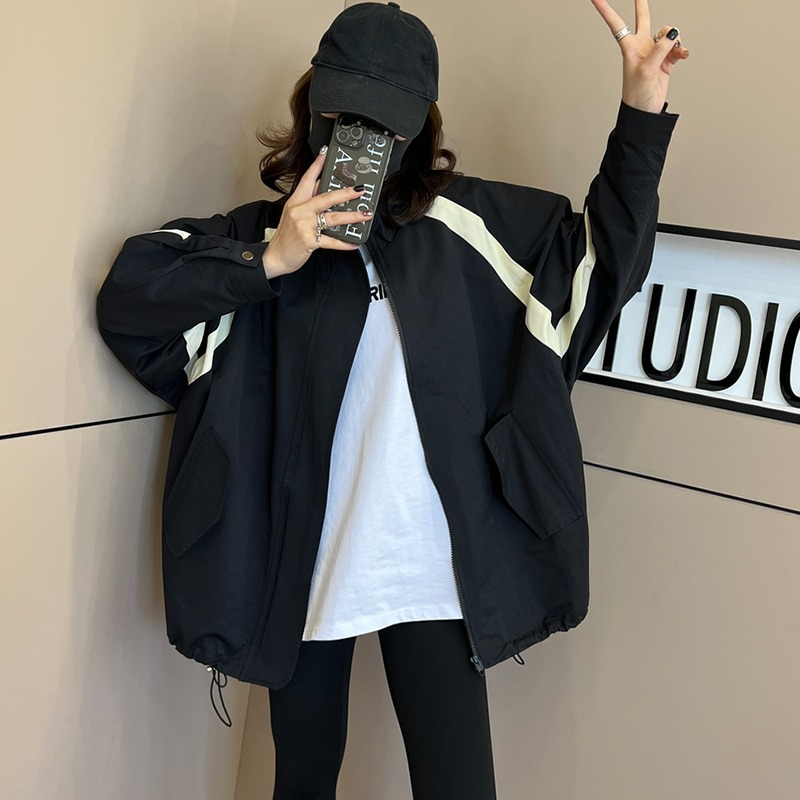撞色街头棒球服外套女春秋季韩版休闲百搭宽松小众夹克冲锋衣运动
