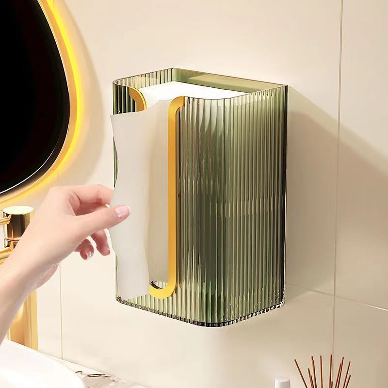 纸巾盒壁挂式免打孔倒悬挂洗脸巾收纳盒卫生间透明卧室厨房抽纸盒