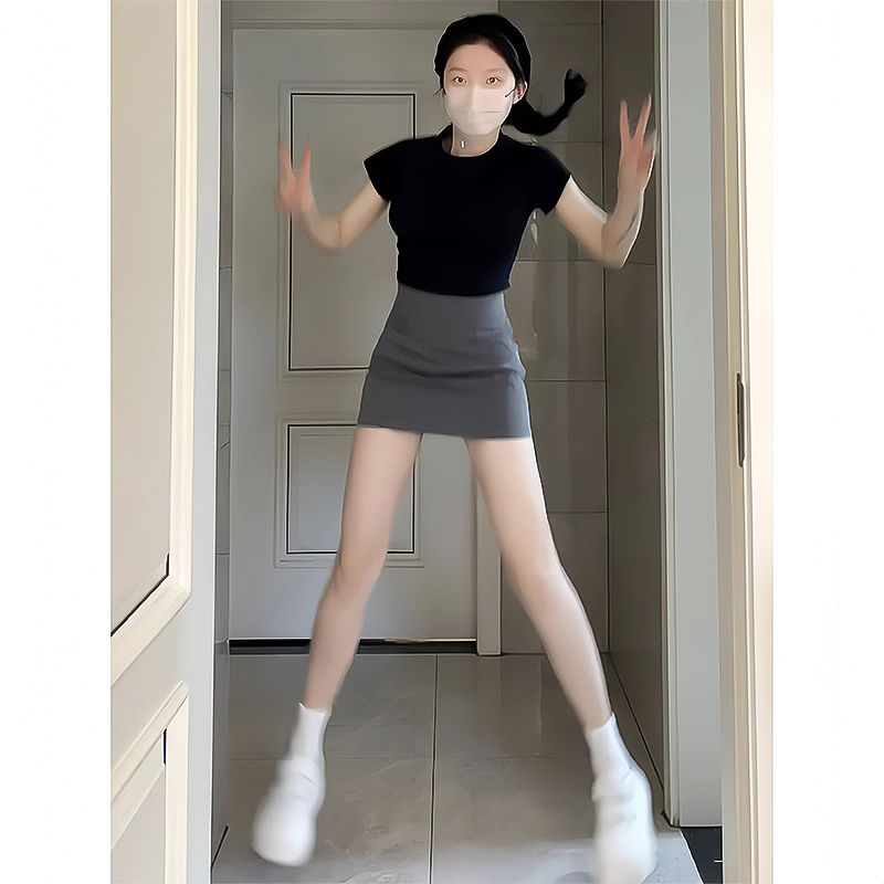 气质高端高腰西装面料半身裙女2025春夏季新款小个子包臀显瘦短裙