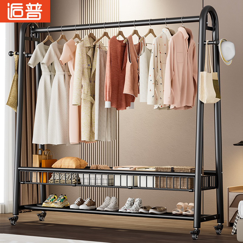 可移动衣帽架简易晾衣架落地家用阳台挂衣架轻奢衣服架立式晒衣架