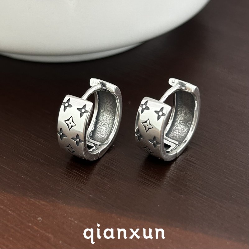 925银耳饰 【老花耳扣】耳饰女重工复古做旧耳环个性耳饰秋冬新款