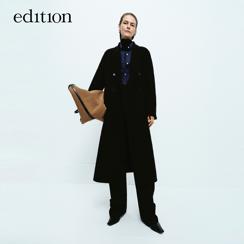 edition冬款清冷贵气感西装式长款双面呢大衣外套#EBD4OVCT01