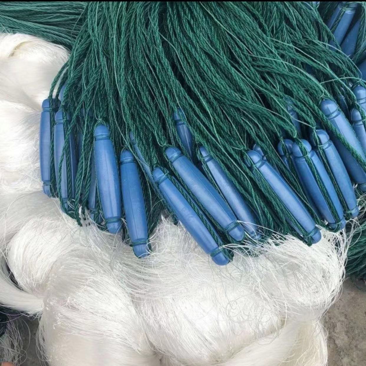 加重大力马尼龙线三层沉网塑料绳坠丝网渔网粘网挂网捕鱼网大鱼网