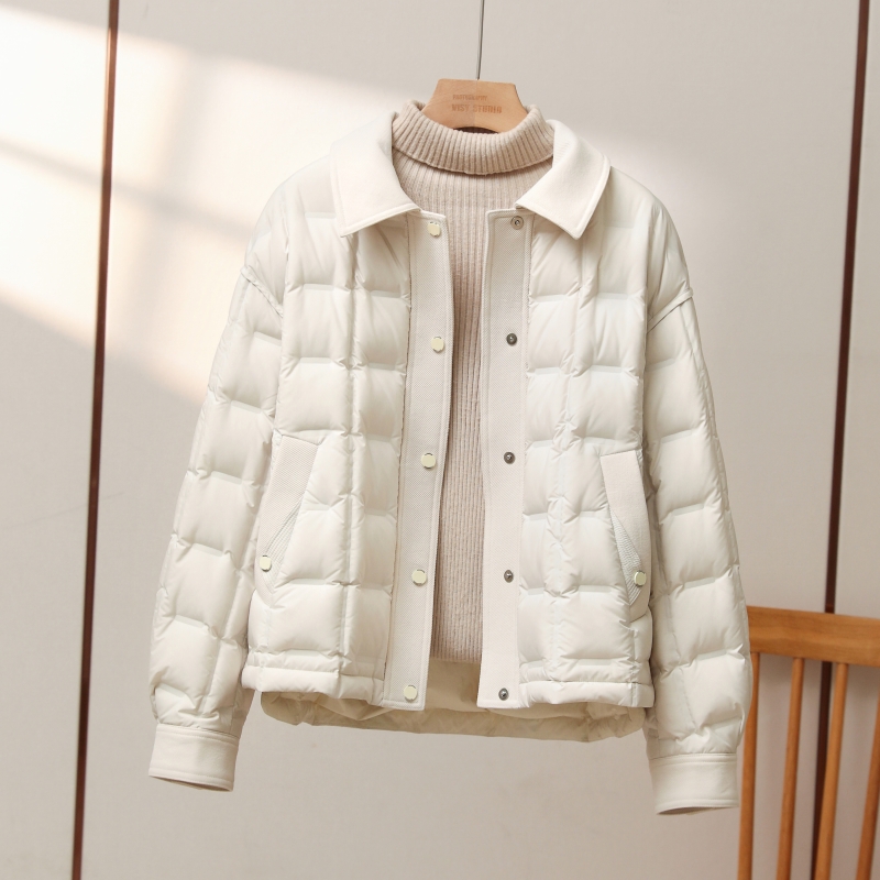 90白鸭绒轻薄羽绒服女短款2025冬季新款西装领气质小个子显瘦外套