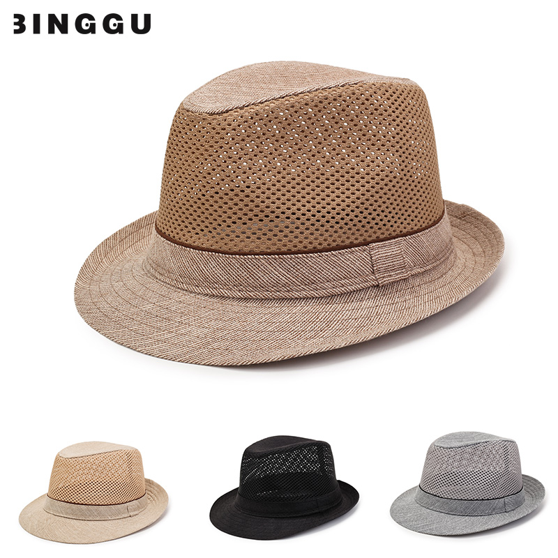 帽子男士夏季礼帽中老年人爸爸夏天网眼遮阳防晒草帽老人爷爷凉帽