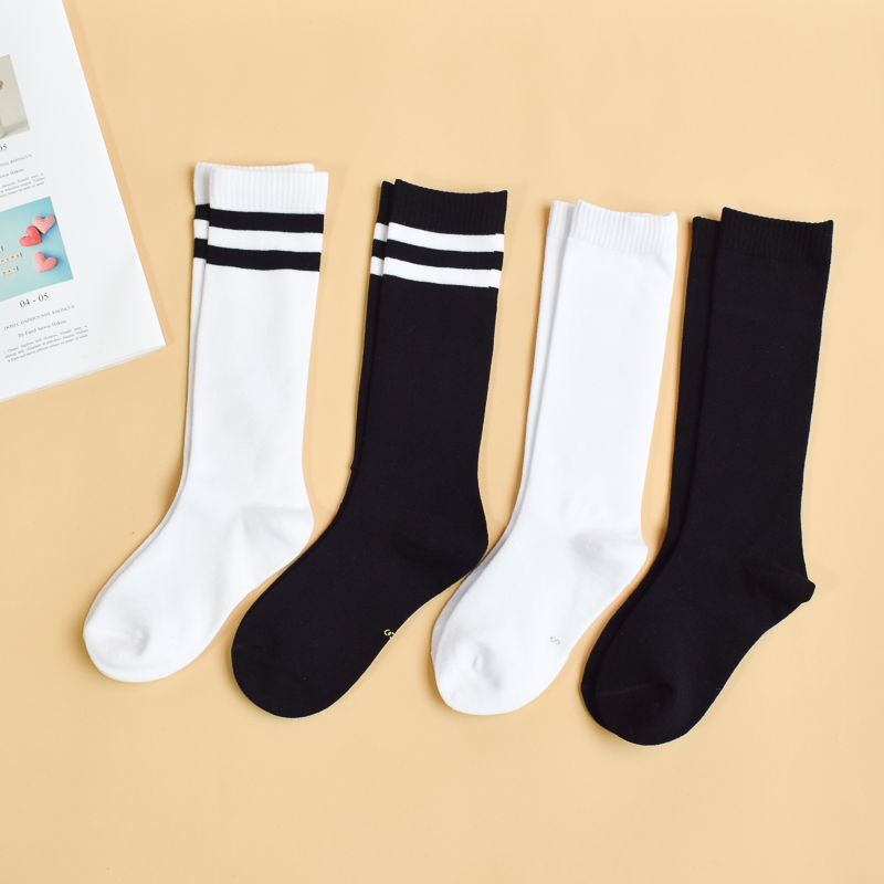 学生中筒校服袜春夏款小腿袜女童网眼男童白色长筒袜儿童腿袜黑色