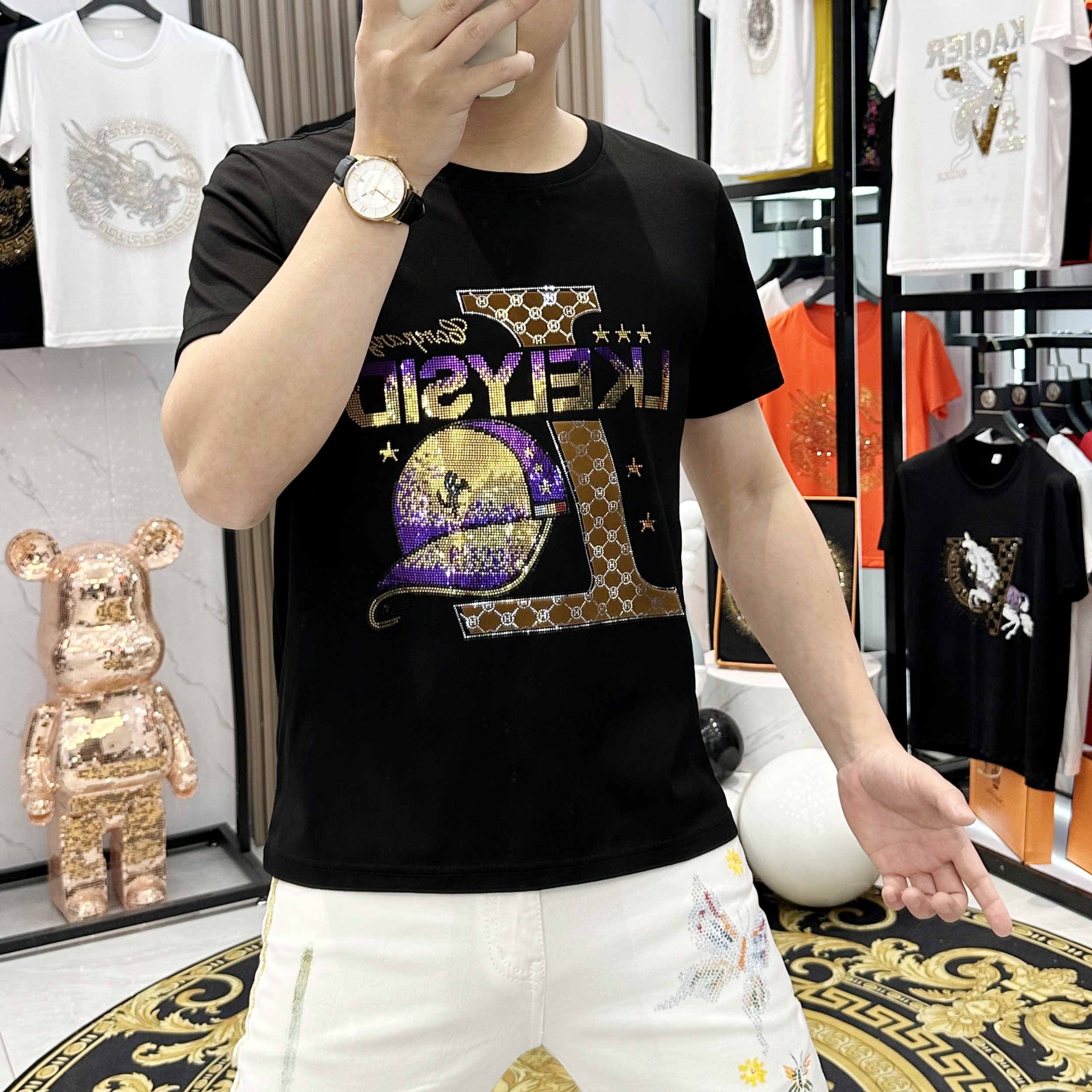 2025夏季男士短袖T恤潮流时尚轻奢高品质修身百搭个性圆领半袖