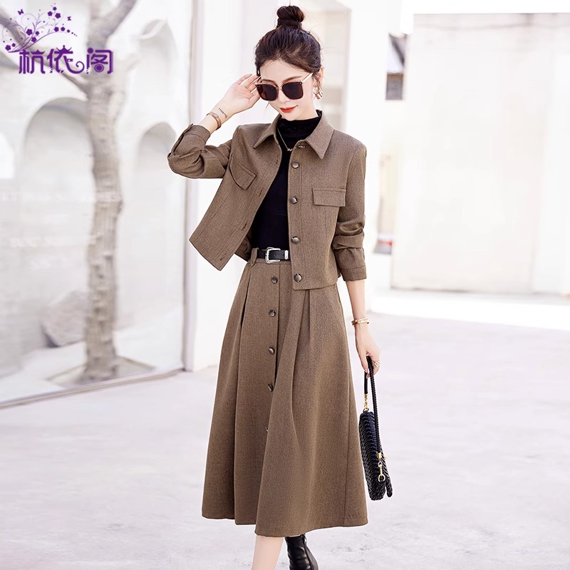 外套半身裙两件套春秋套装女2025秋冬新款高级感时尚气质洋气女装