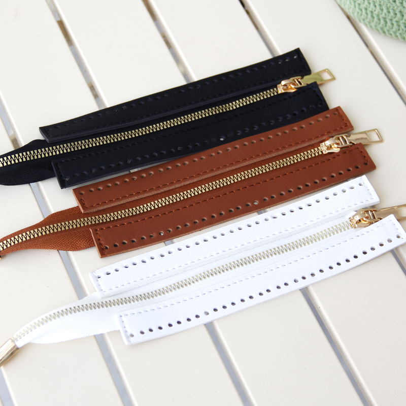 箱包改造金属拉头拉链PU皮质拉锁手工包diy编织配件辅料闭尾拉链