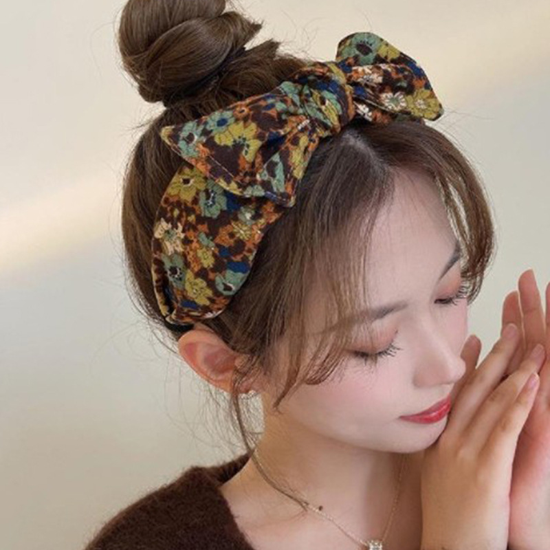 蝴蝶结优雅韩版碎花头饰气质发卡发箍网红新款宽边外出洗脸头箍
