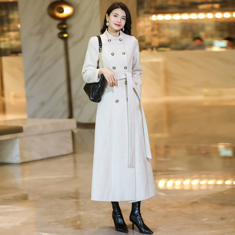 立领女装长款风衣春秋新款到脚踝长外套高级感流行风衣女装显瘦