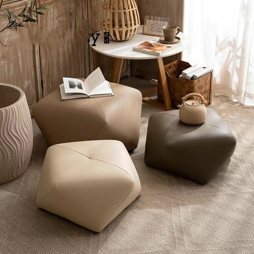 实木八角凳家用客厅茶几沙发凳小坐墩卧室衣帽间入户换鞋真皮矮凳