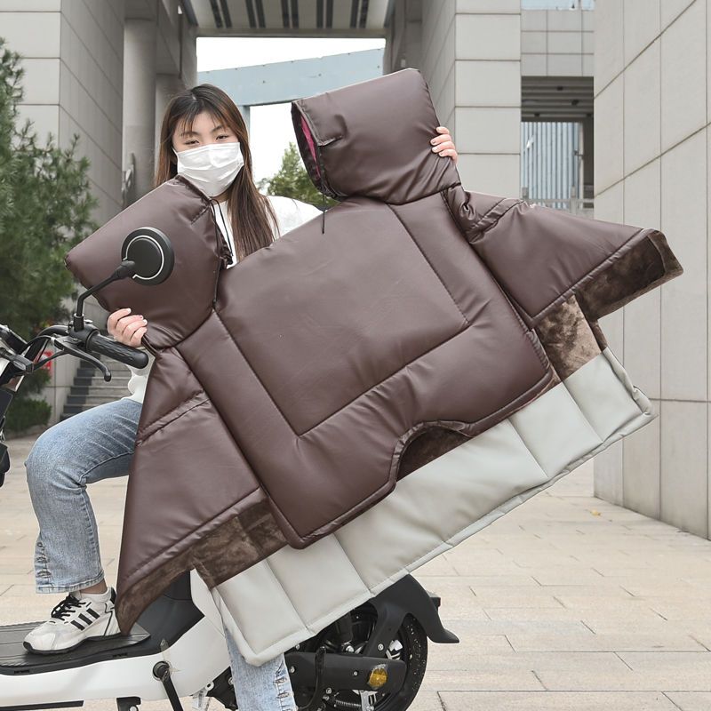 PU电动车挡风被冬季加厚加大防寒保暖防雨防风罩电瓶摩托车皮革