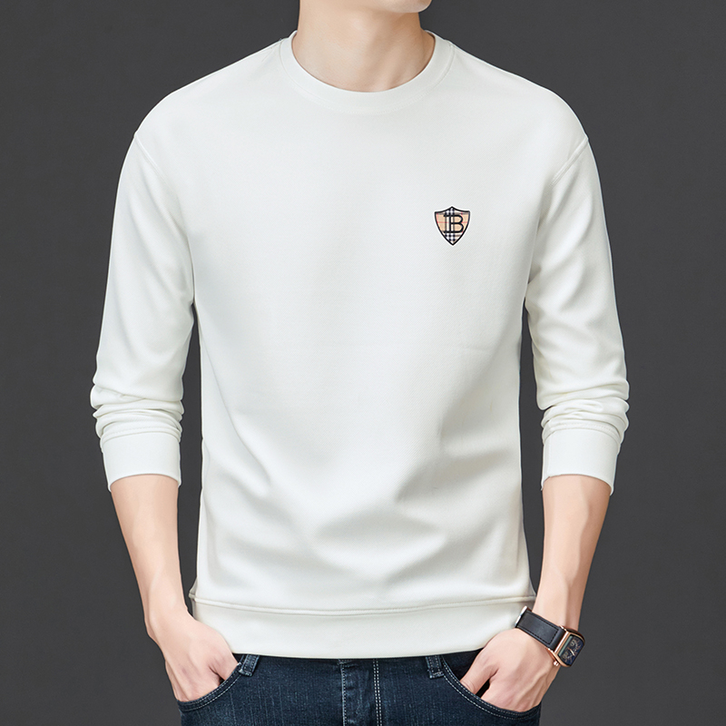 【专柜同款】春秋季男士长袖T恤高档商务休闲印花时尚百搭宽松圆领