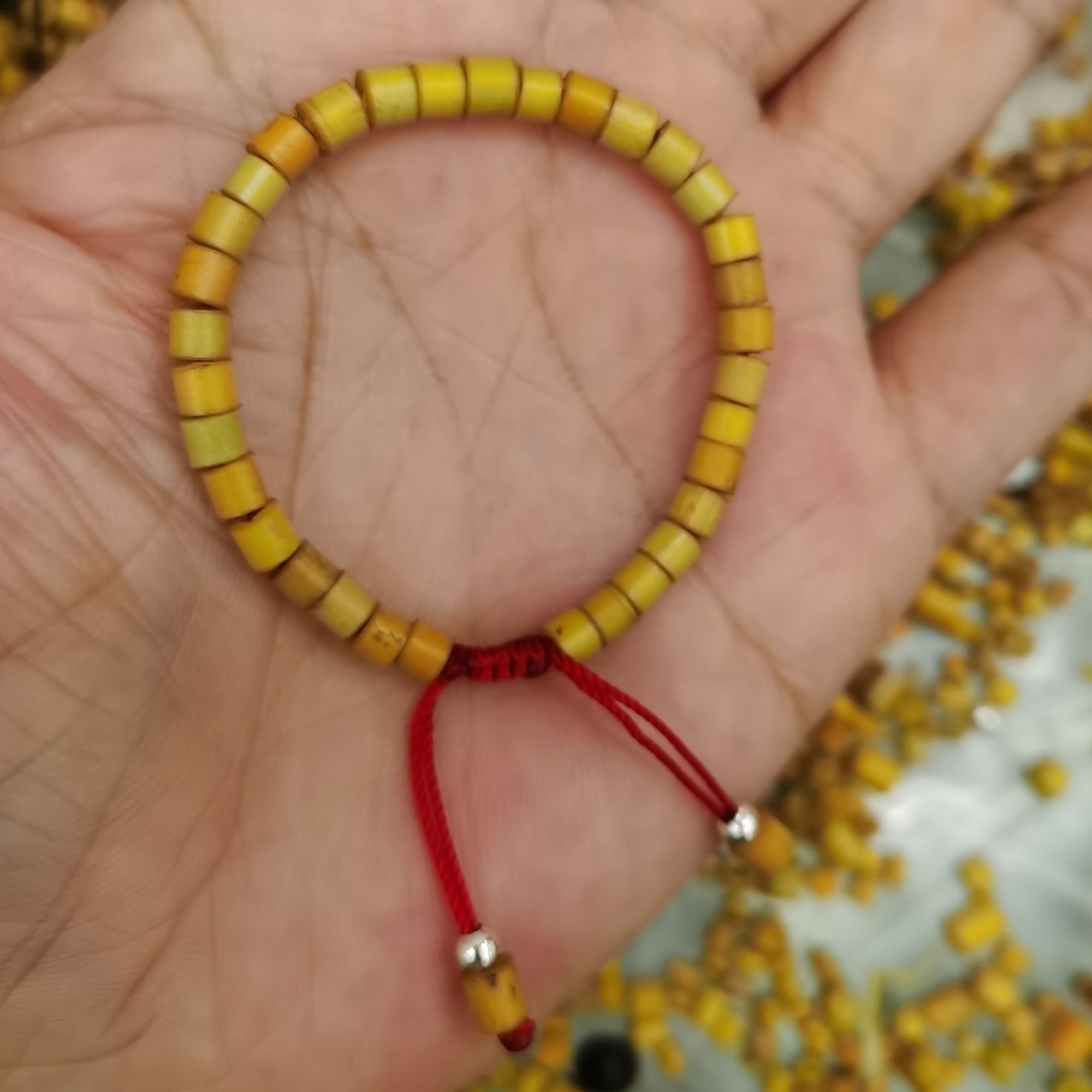 非金属木质手链 小婴儿孩子大人金竹银珠子梓梗手工编织手链06