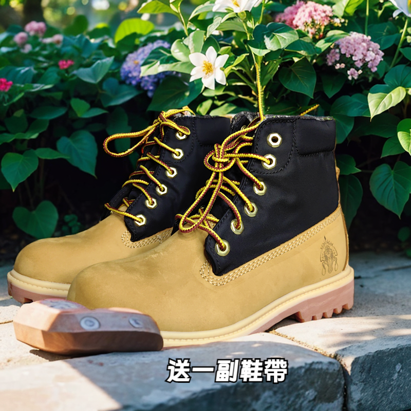 阿美咔叽美式复古牛皮户外马丁靴厚底防风男女工装靴大黄靴情侣鞋