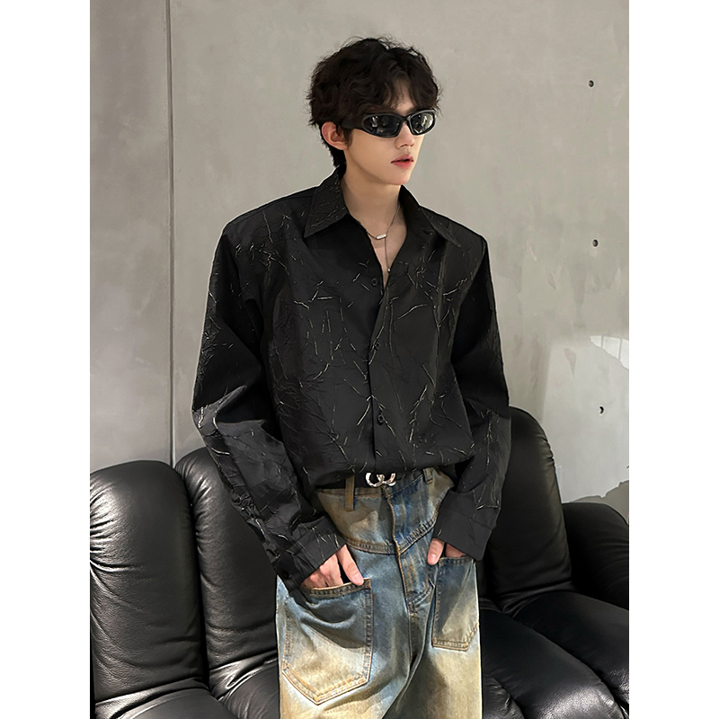 cleanfit垫肩长袖衬衫男士春季痞帅高级感潮流衬衣韩版轻熟风外套