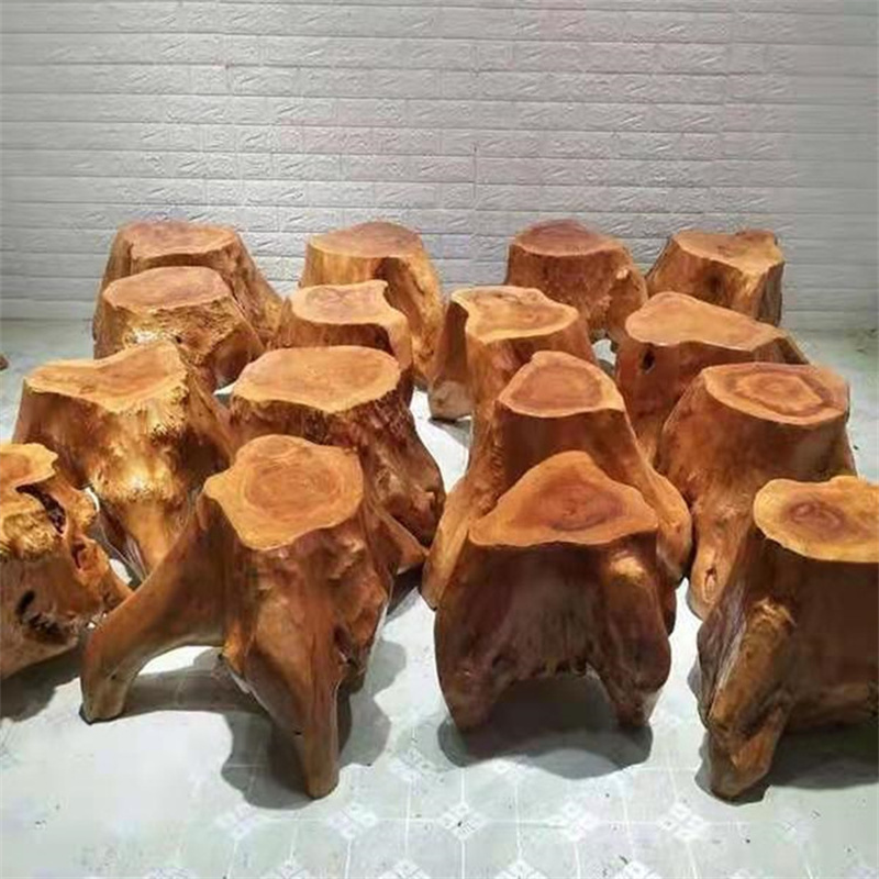 香杉木实木根雕凳子茶几坐凳花架底座木墩摆件树桩木凳树根木桩
