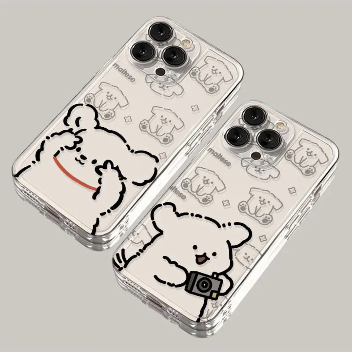 线条小狗适用iPhone15/13苹果14手机壳11/12华为vivo小米oppo软壳