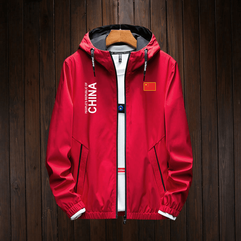 中国队China男女连帽夹克外套秋冬季加棉加厚开衫连帽衫夹克外套