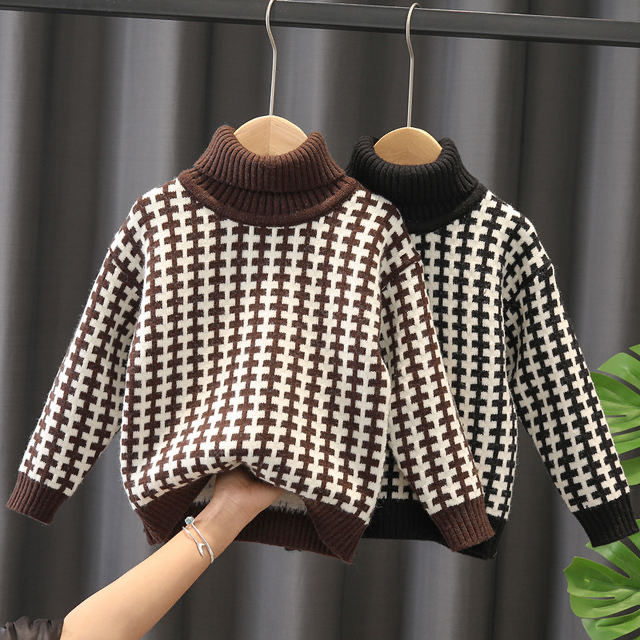 男童洋气高领毛衣2024秋冬新款儿童加厚男孩套头打底小童保暖韩版