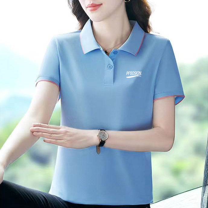 女士运动装夏季翻领大码POLO衫休闲百搭时尚显瘦减龄洋气短袖T恤