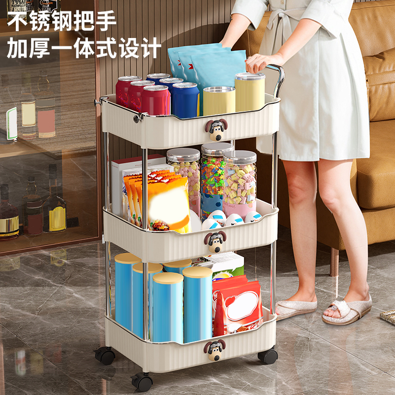 可爱小狗兔子置物架推车可移动收纳餐车客厅卧室厨房收纳架