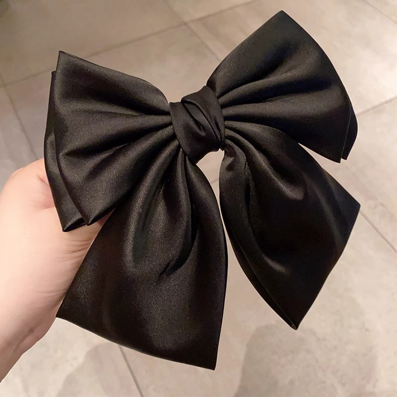 高级感法式优雅黑色大蝴蝶结发夹后脑勺发卡头饰边夹弹簧夹发饰女