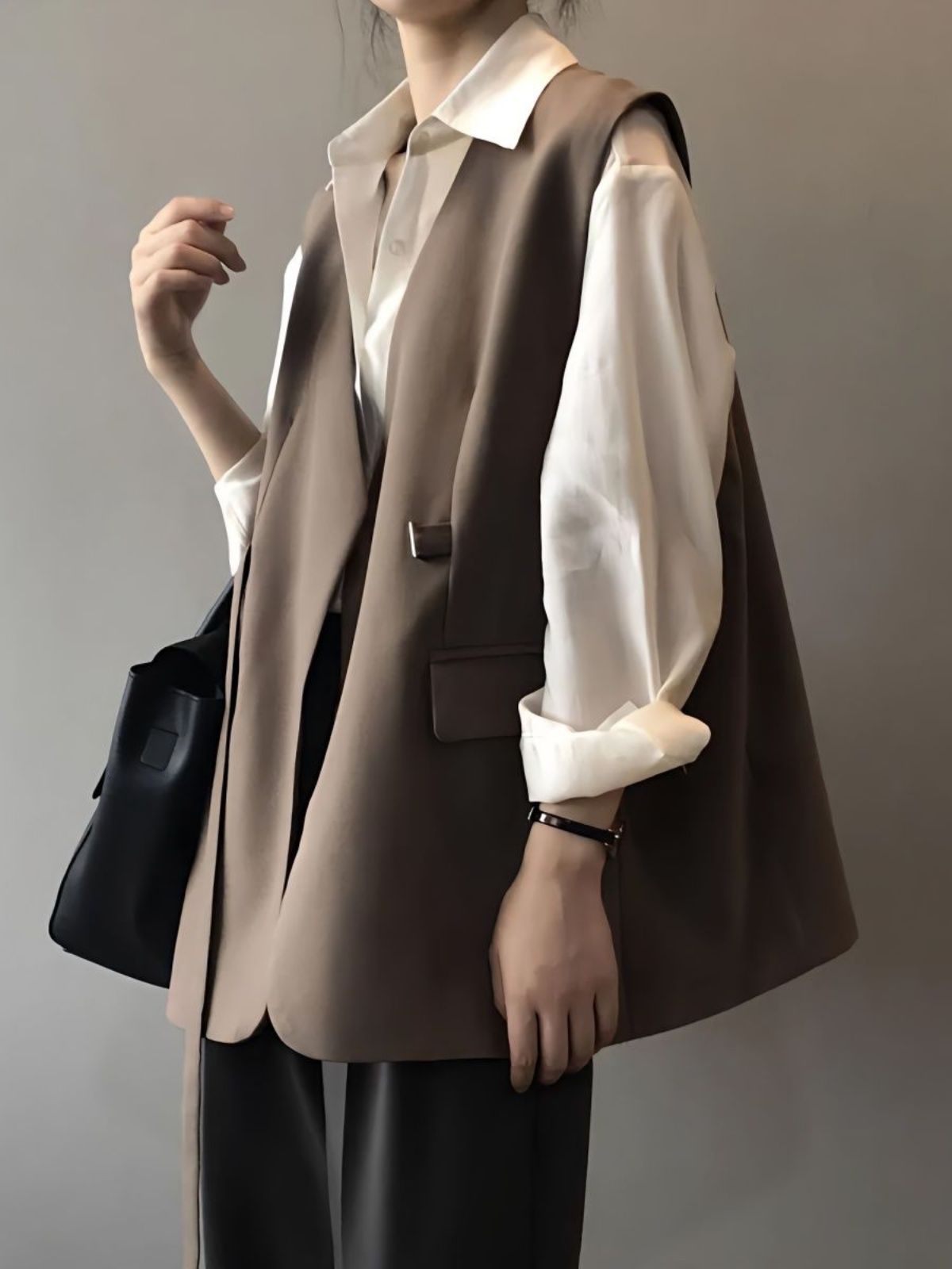 衬衫叠穿西装马甲外套日系外搭女2025新款欧货气质背心大码宽松
