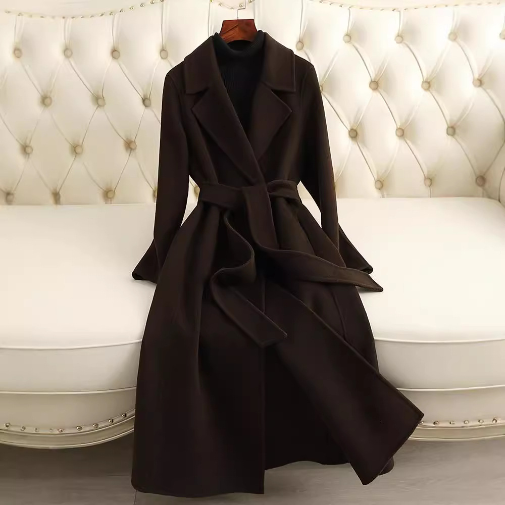 高端双面羊毛大衣女2025年秋冬新款中长款时尚过膝赫本风毛呢外套