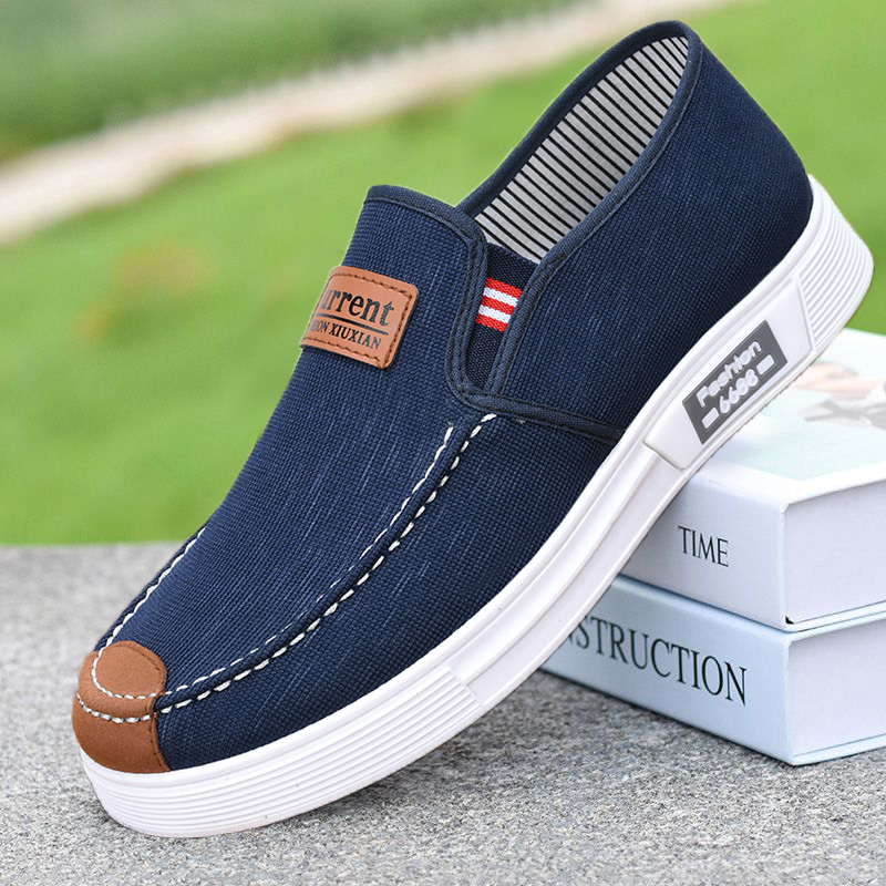 春夏牛筋底男士帆布鞋休闲透气老北京布鞋男软底爸爸鞋防滑工作鞋