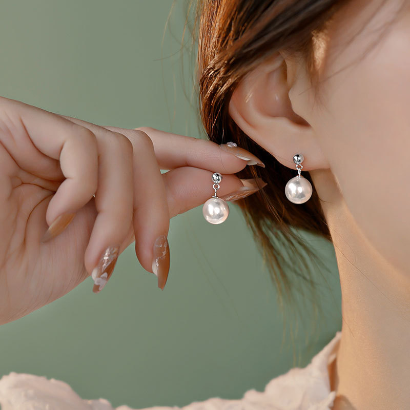 足银耳饰 999足银珠珠耳钉气质简约女时尚经典百搭耳饰轻奢