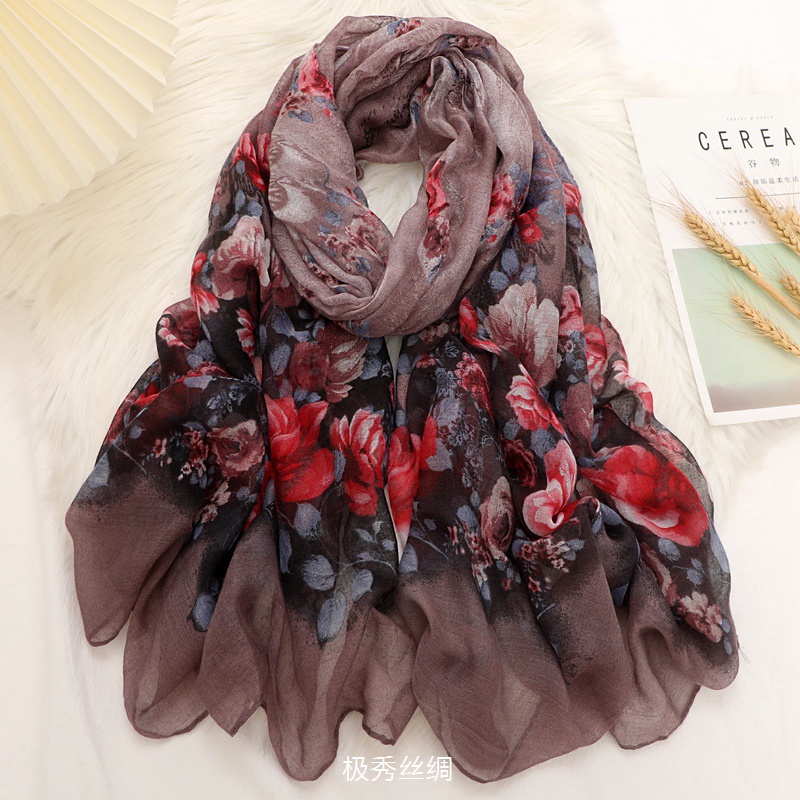 保暖围巾秋冬防寒保暖巴厘纱丝巾女秋冬防晒遮阳披肩护颈包头围巾