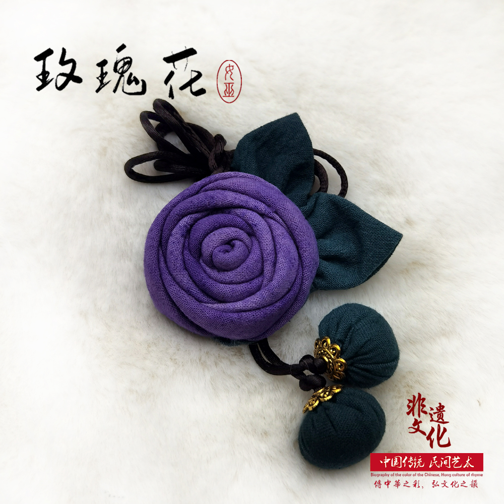 非金属布艺项链 玫瑰花项饰清新纯棉传统手工时尚气质花朵毛衣链