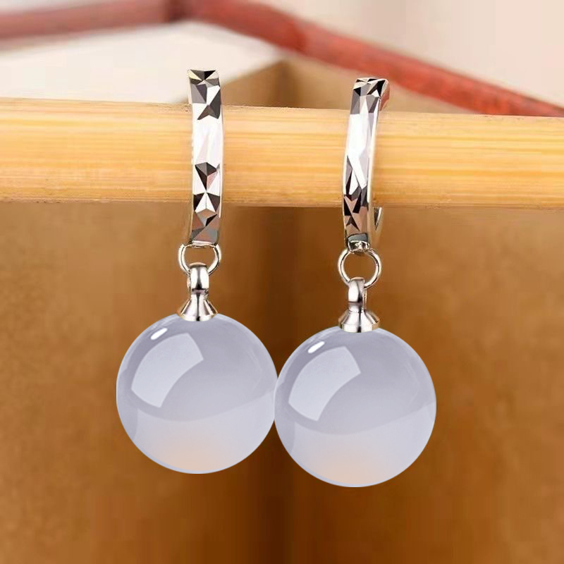 春夏天清爽天然玛瑙925纯银耳环女网红爆款时尚耳坠简约耳饰