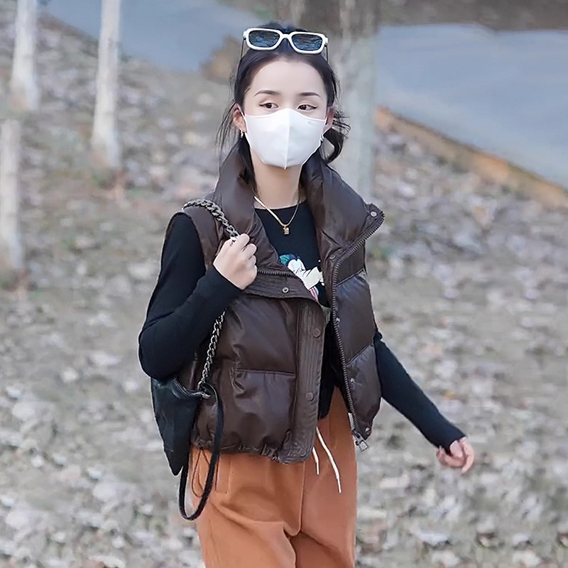 潮流立领无袖时尚马夹女2025秋冬季新款超好看宽松短款马甲外套