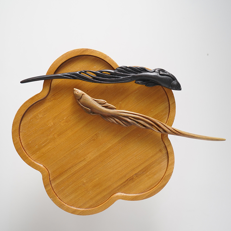 Zang又一雪 子非鱼 中式盘发簪子黑檀木简约古风高级感发饰国风雕