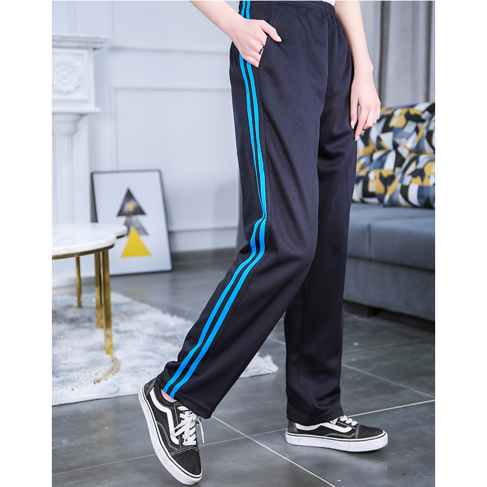 加肥加大加绒保暖黑色双蓝条藏蓝色两条蓝杠男生女生通用校服裤子