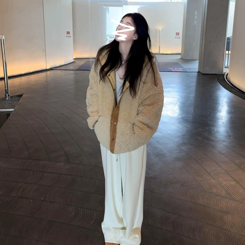 开秋穿搭穿搭仿羊羔毛保暖加厚外套女早秋季2025新款上衣高级感