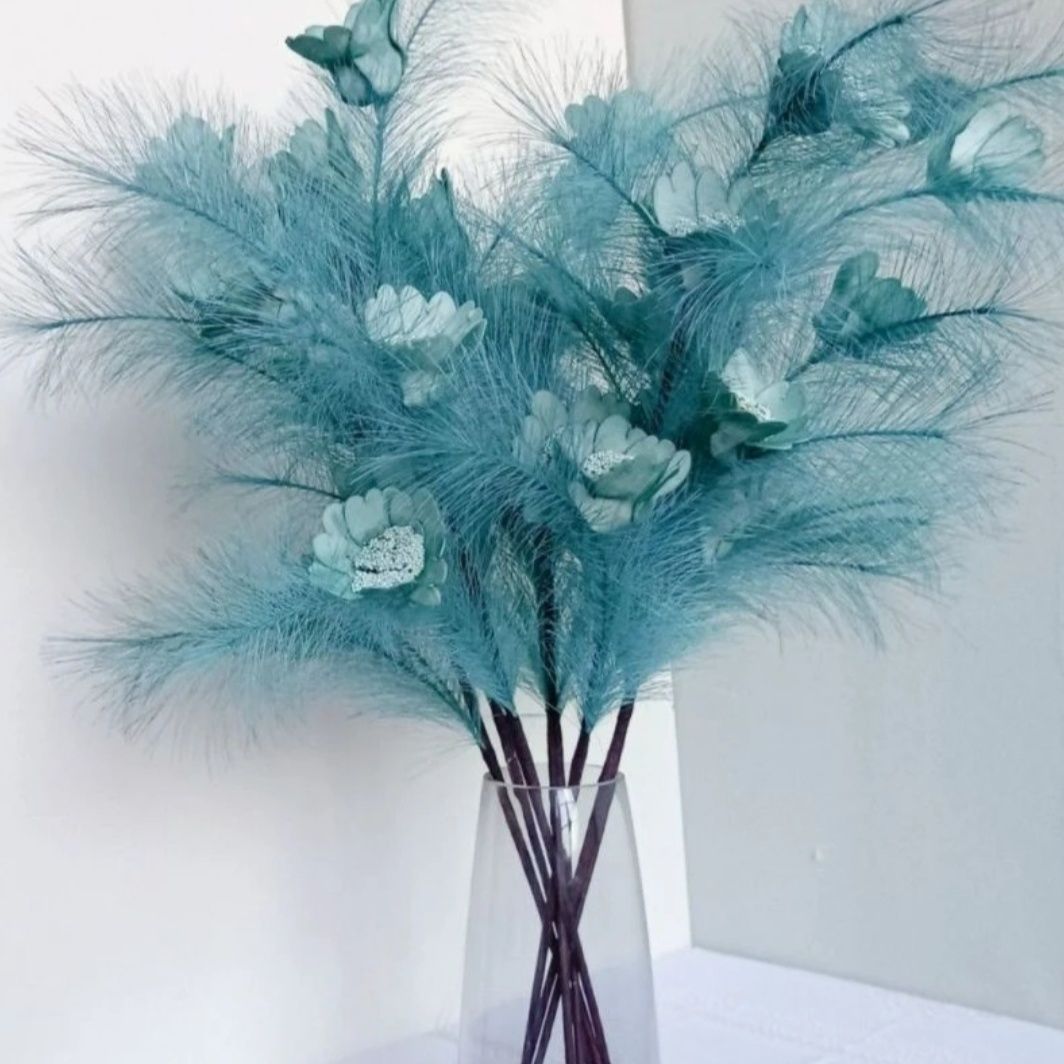 66cm仿真羽毛玫瑰假花婚礼堂手工永不掉毛房间客厅摆放花束摆件