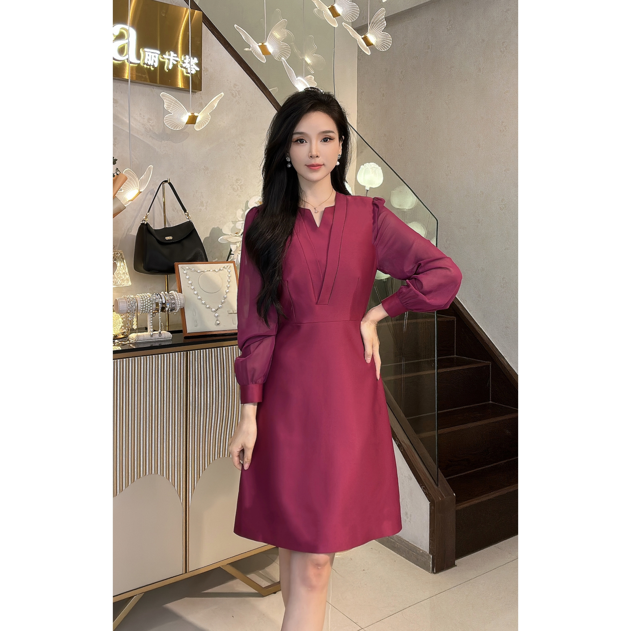 YUANBAO【尚娴-Elegra】秋季小众高级感气质百搭老钱风女装连衣裙