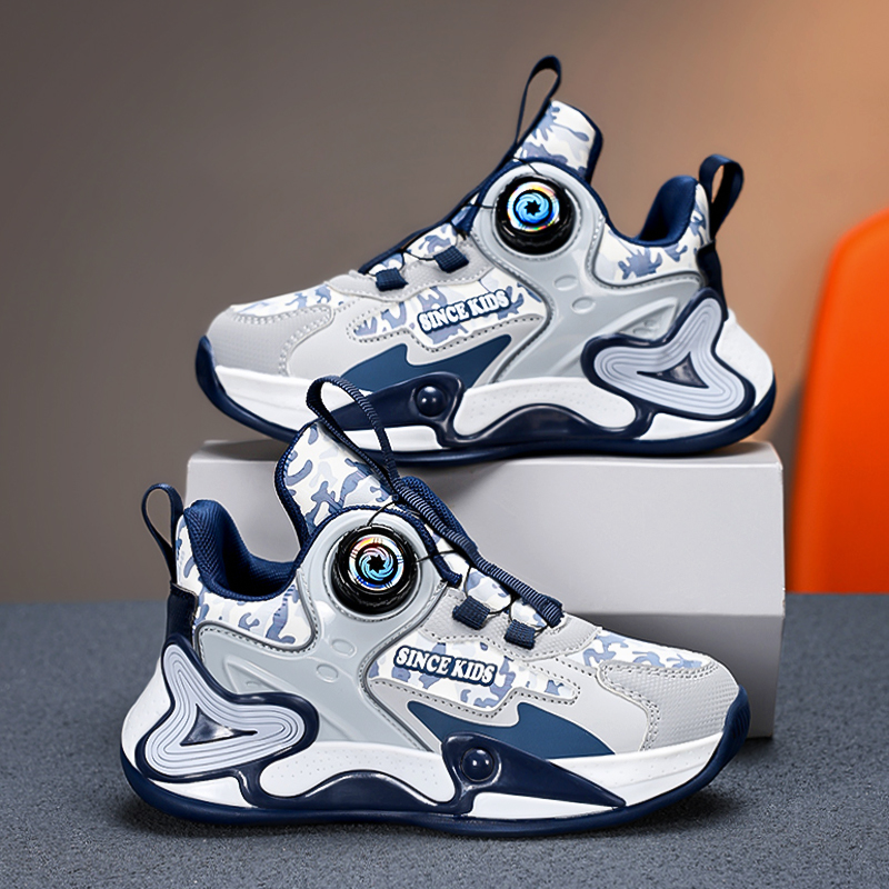 阿童木男童篮球鞋秋季款中大童跑步运动鞋皮面儿童鞋防滑男孩加绒